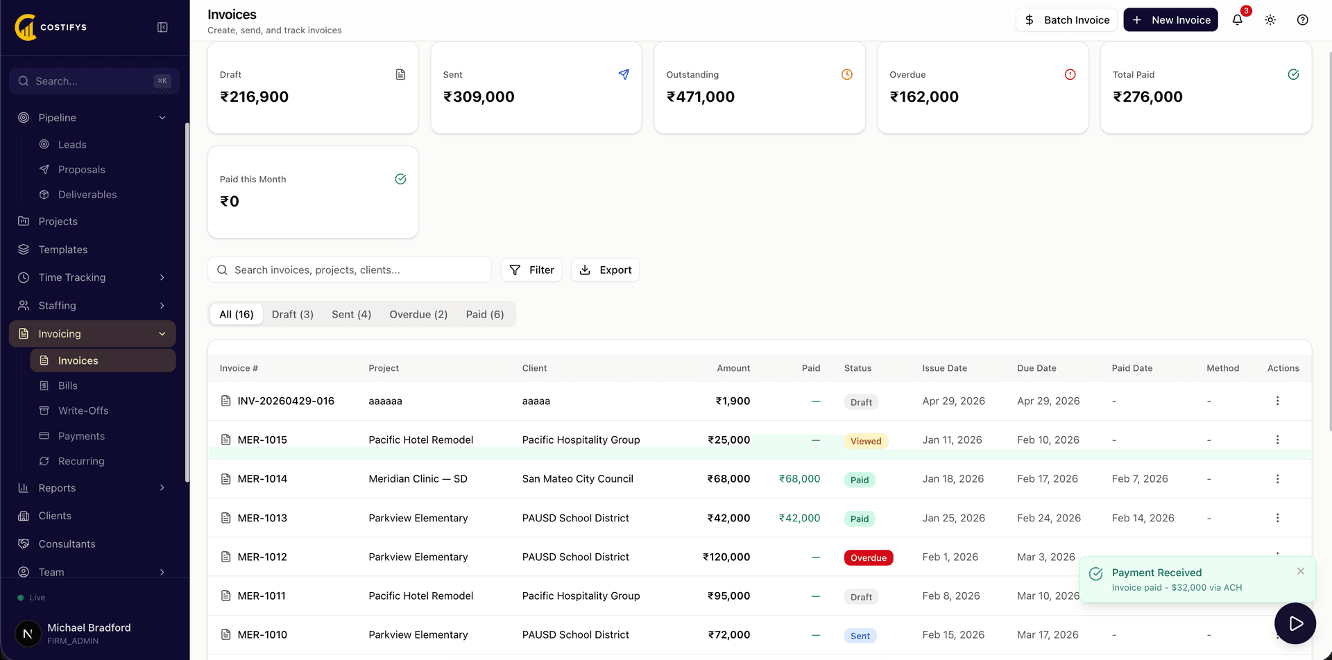 Invoicing preview