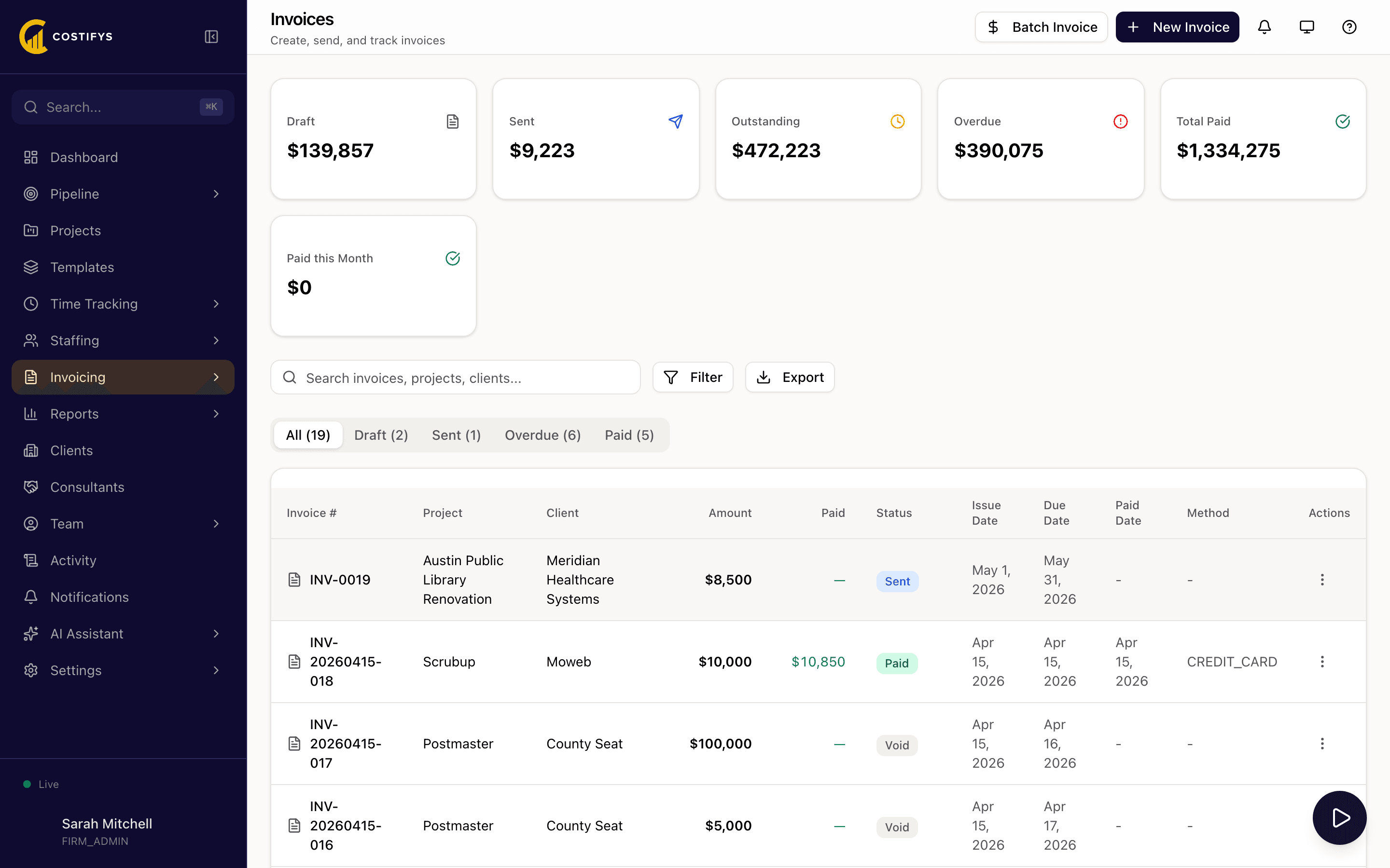 Invoicing preview